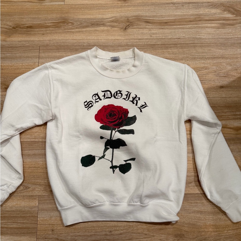 Sad Girl Rose Graphic Sweatshirt